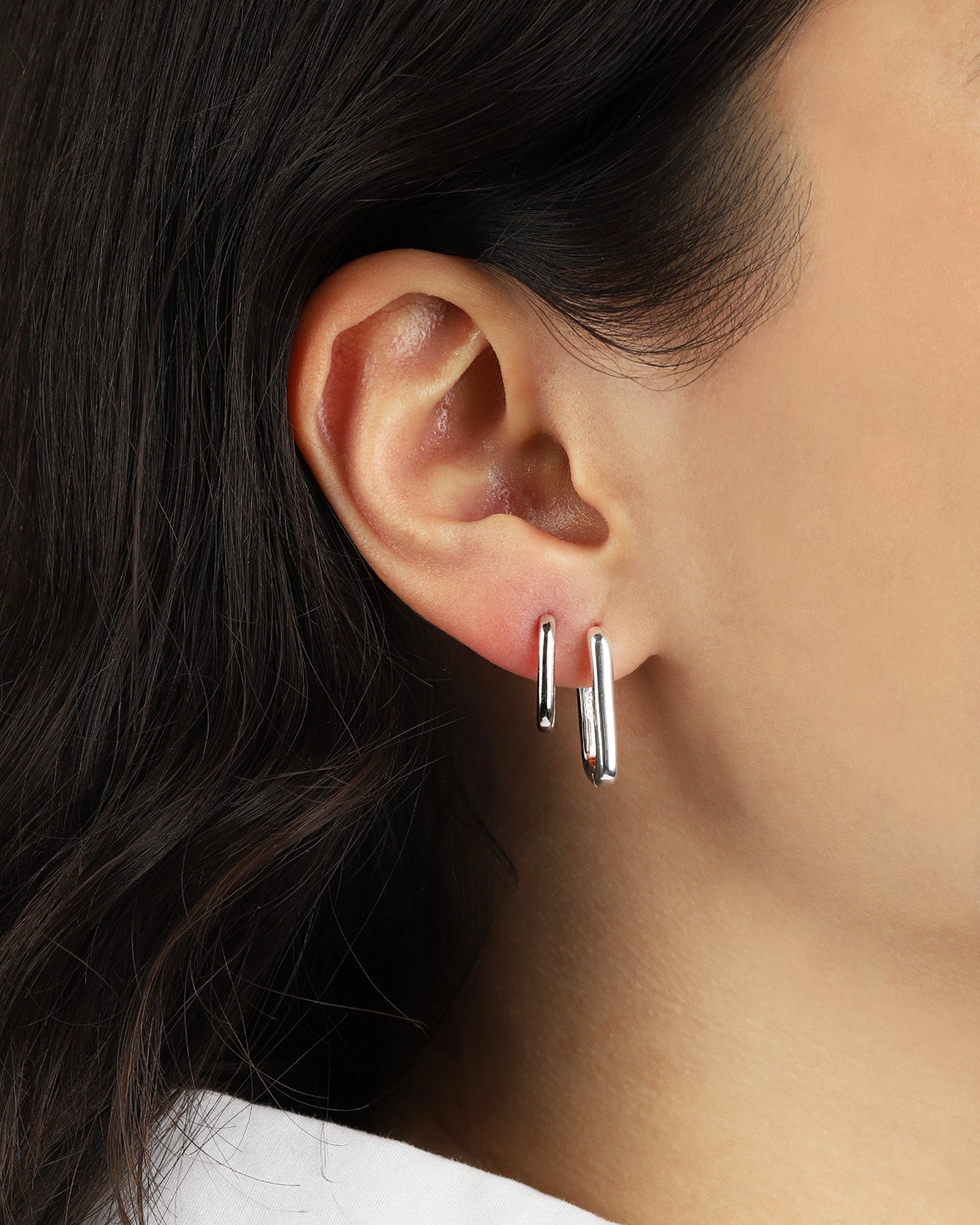 Quiet Icon-Rectangular Huggies | 20mm-Earrings-Blue Ruby Jewellery-Vancouver Canada