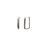 Quiet Icon-Rectangular Huggies | 20mm-Earrings-Rhodium-plated Sterling Silver-Blue Ruby Jewellery-Vancouver Canada
