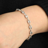 Quiet Icon-Oval Puffy Mariner Link Bracelet-Bracelets-Blue Ruby Jewellery-Vancouver Canada