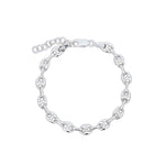 Quiet Icon-Oval Puffy Mariner Link Bracelet-Bracelets-Rhodium-plated Sterling Silver-Blue Ruby Jewellery-Vancouver Canada