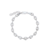 Quiet Icon-Oval Puffy Mariner Link Bracelet-Bracelets-Rhodium-plated Sterling Silver-Blue Ruby Jewellery-Vancouver Canada