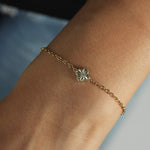 Quiet Icon-Clover Single CZ Bracelet-Bracelets-14k Gold Vermeil, Cubic Zirconia-Blue Ruby Jewellery-Vancouver Canada
