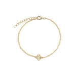 Clover Single CZ Bracelet 14k Gold Vermeil, Cubic Zirconia