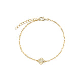 Clover Single CZ Bracelet 14k Gold Vermeil, Cubic Zirconia
