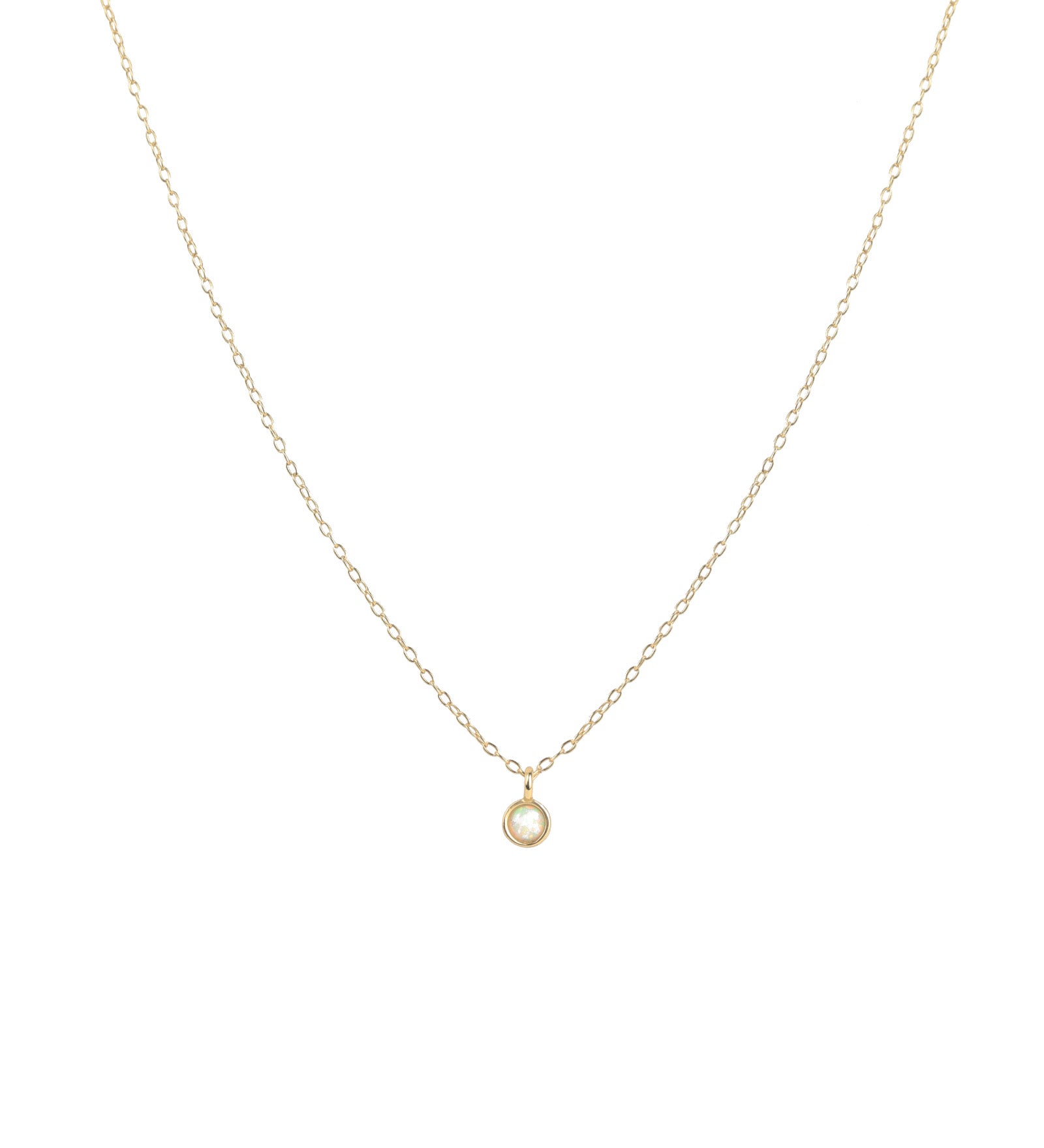 Bezel Opal Necklace 14k Gold Vermeil