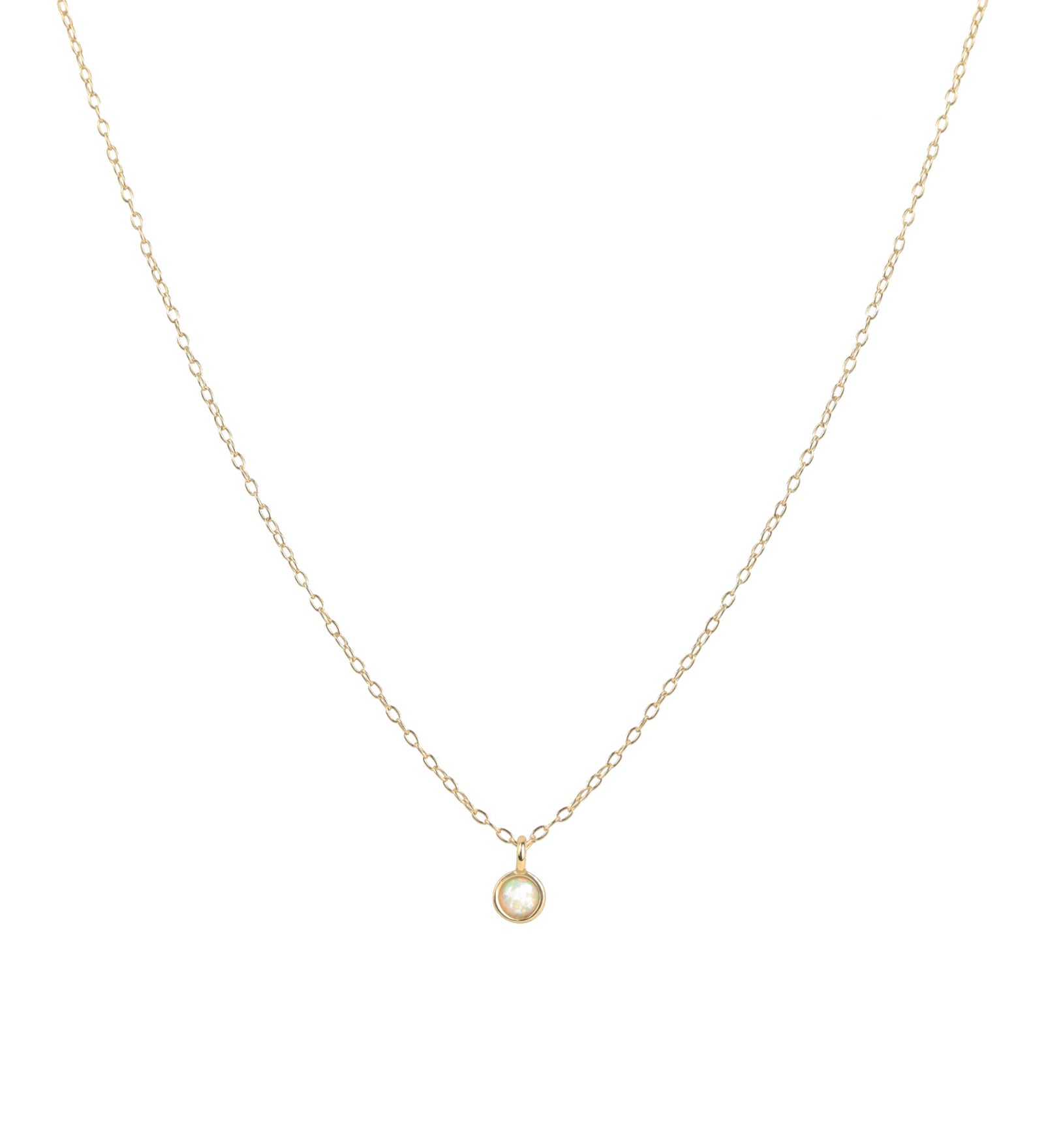 Quiet Icon-Bezel Opal Necklace-Necklaces-14k Gold Vermeil, Opal-Blue Ruby Jewellery-Vancouver Canada