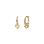 Quiet Icon-Star Charm Pavé Huggies-Earrings-14k Gold Vermeil, Cubic Zirconia-Blue Ruby Jewellery-Vancouver Canada