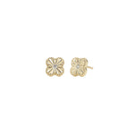 Quiet Icon-Clover Single CZ Studs-Earrings-14k Gold Vermeil, Cubic Zirconia-Blue Ruby Jewellery-Vancouver Canada