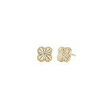 Quiet Icon-Clover Single CZ Studs-Earrings-14k Gold Vermeil, Cubic Zirconia-Blue Ruby Jewellery-Vancouver Canada