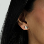 Quiet Icon-Sunray Heart Single CZ Studs-Earrings-14k Gold Vermeil, Cubic Zirconia-Blue Ruby Jewellery-Vancouver Canada