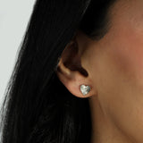 Quiet Icon-Sunray Heart Single CZ Studs-Earrings-14k Gold Vermeil, Cubic Zirconia-Blue Ruby Jewellery-Vancouver Canada