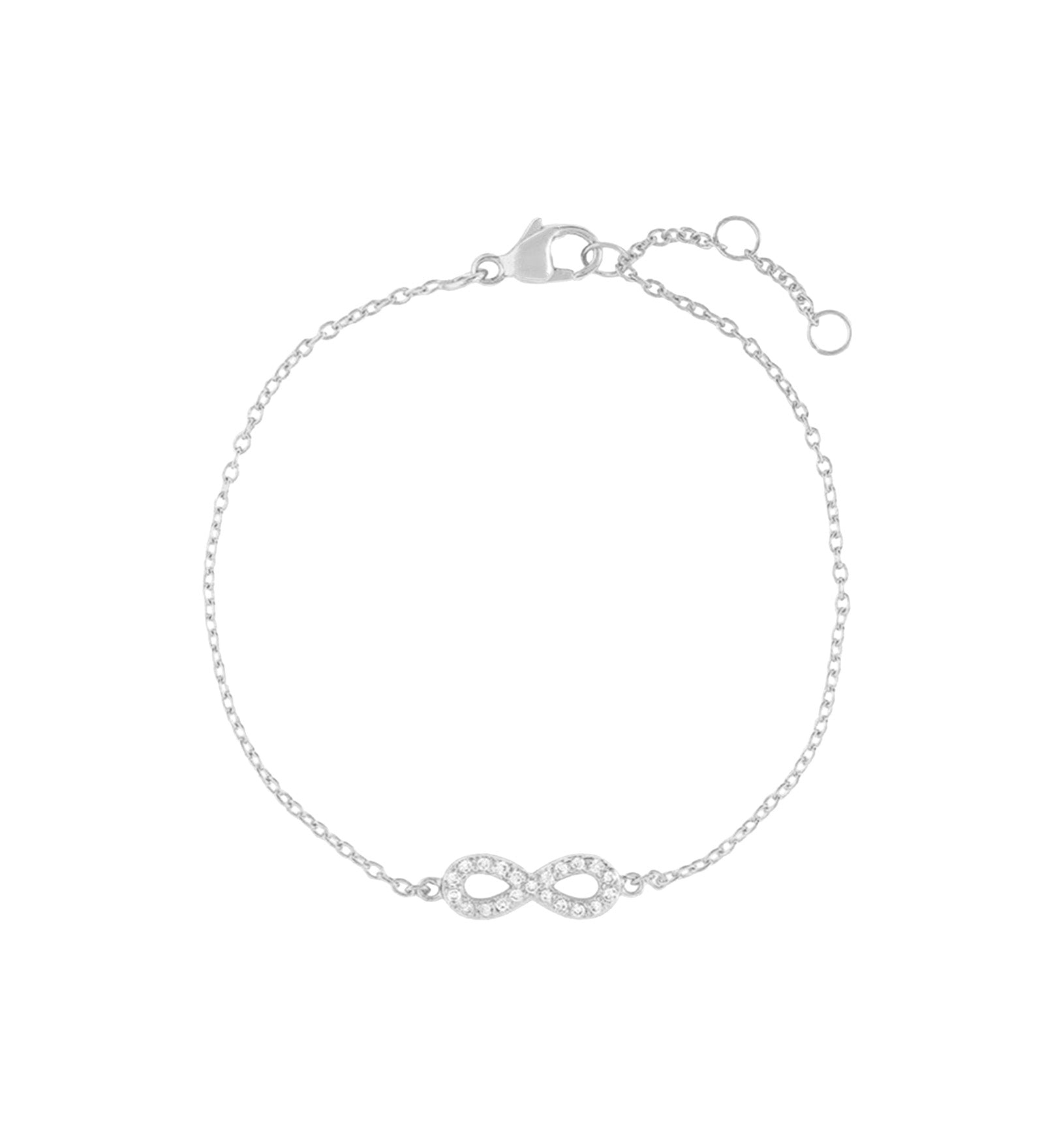 Quiet Icon-Infinity Pavé CZ Bracelet-Bracelets-Rhodium Plated Sterling Silver, Cubic Zirconia-Blue Ruby Jewellery-Vancouver Canada