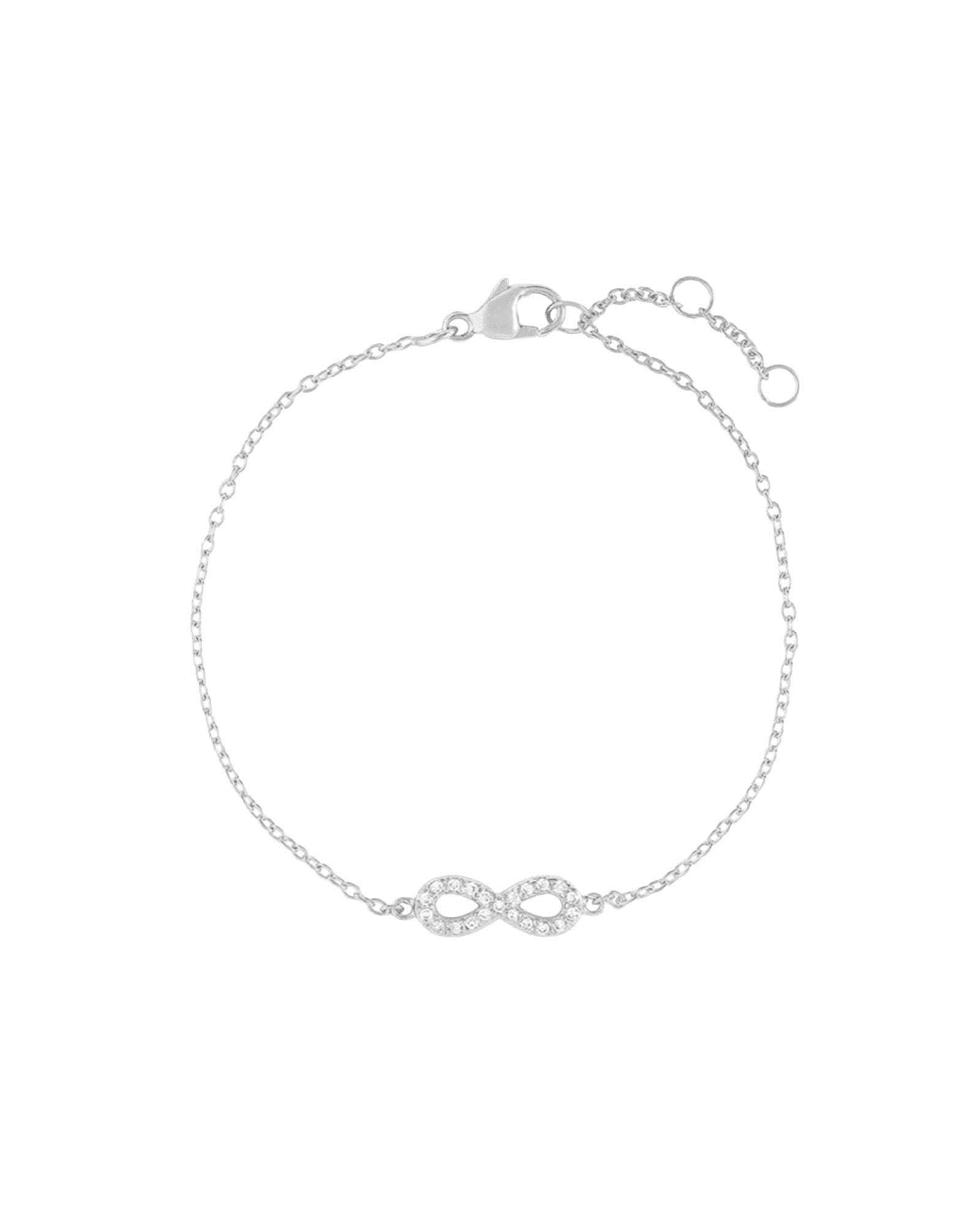 Quiet Icon-Infinity Pavé CZ Bracelet-Bracelets-Rhodium Plated Sterling Silver, Cubic Zirconia-Blue Ruby Jewellery-Vancouver Canada