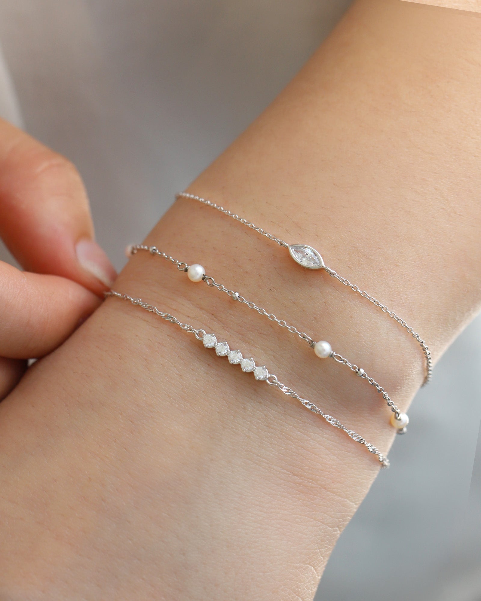 Quiet Icon-Pearl Ball Chain Bracelet-Bracelets-Blue Ruby Jewellery-Vancouver Canada