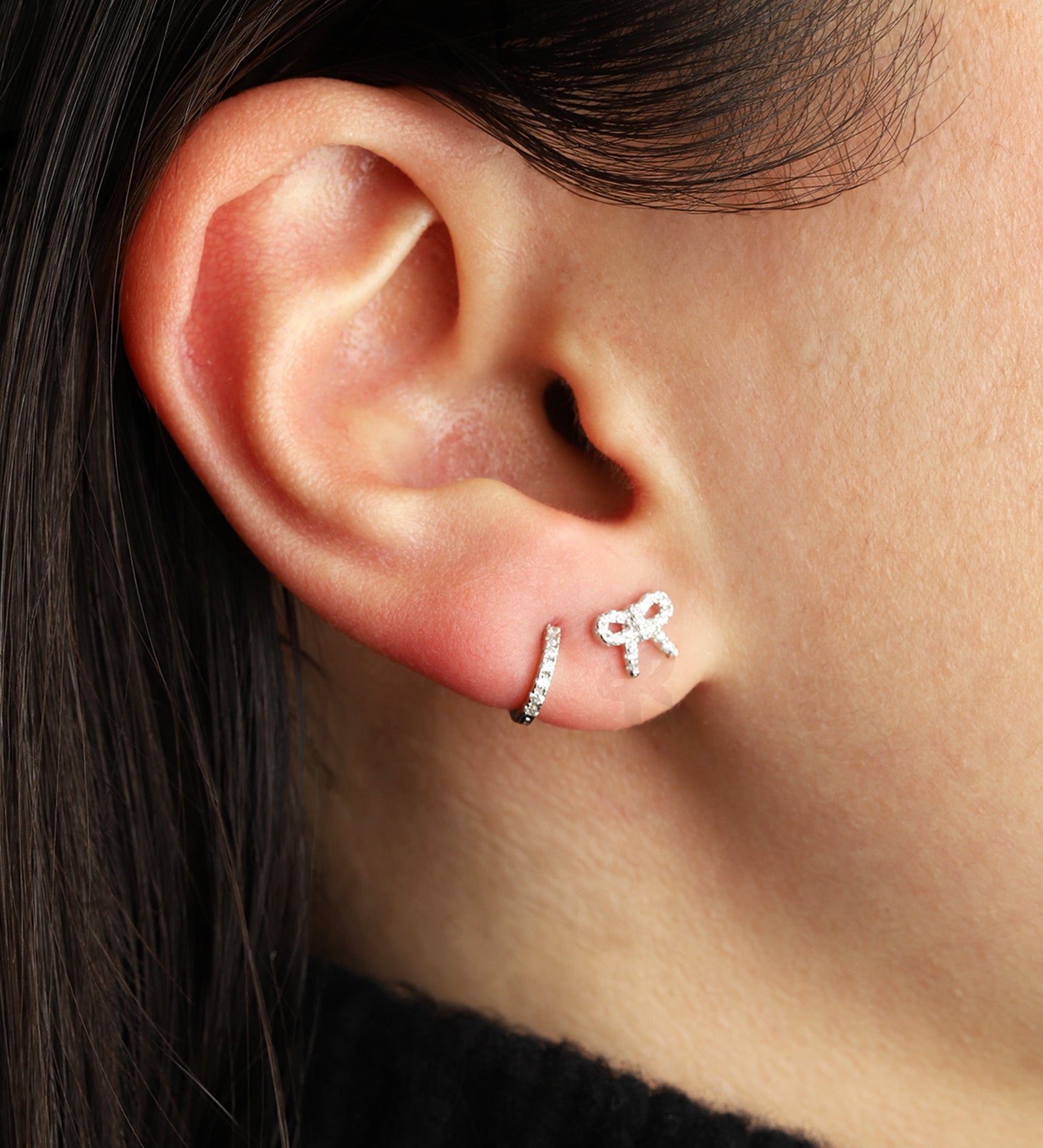 Quiet Icon-Bow Pavé Stud-Earrings-Blue Ruby Jewellery-Vancouver Canada