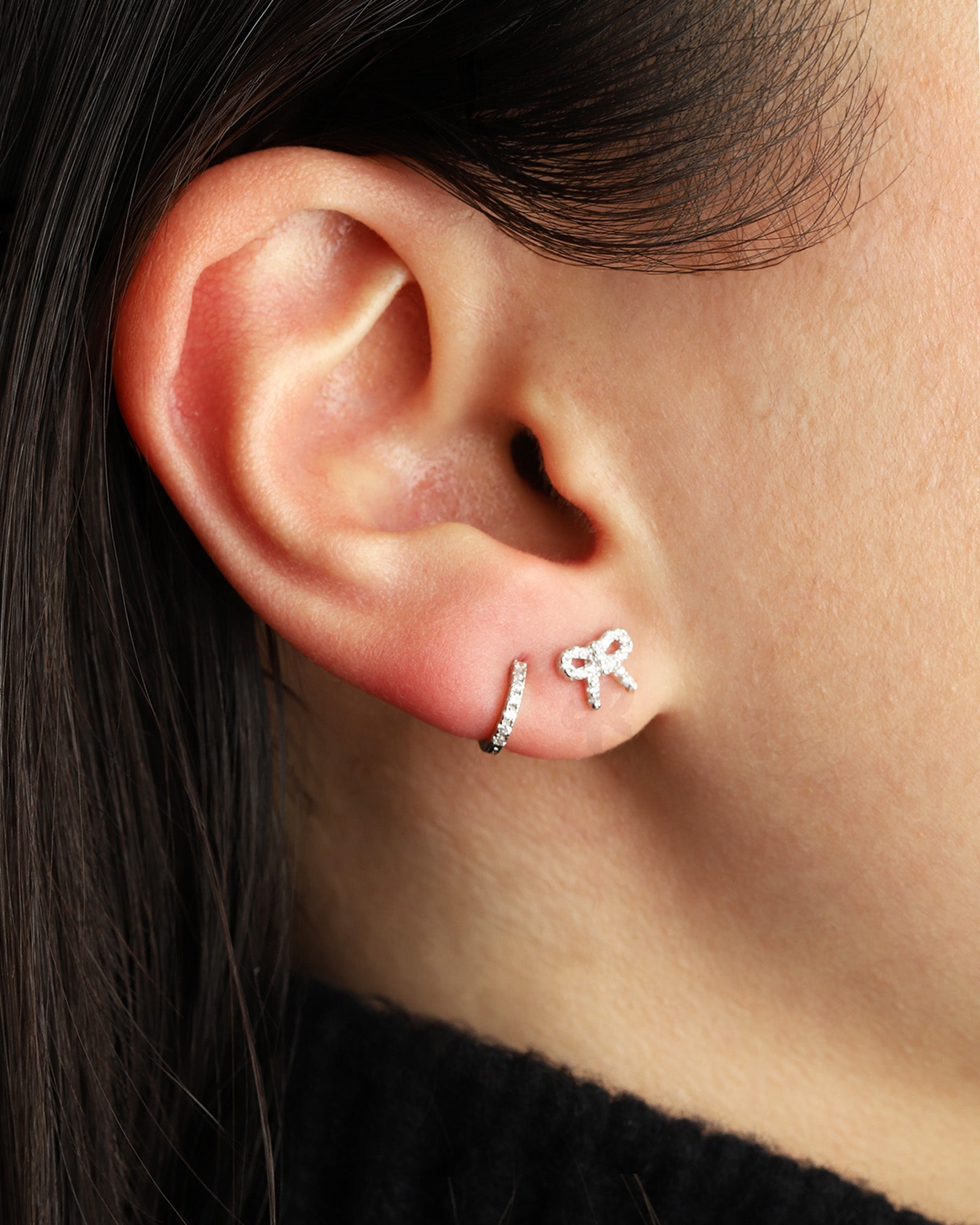 Quiet Icon-Bow Pavé Stud-Earrings-Blue Ruby Jewellery-Vancouver Canada