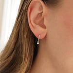 Quiet Icon-CZ Drop Huggies | 11mm-Earrings-Blue Ruby Jewellery-Vancouver Canada