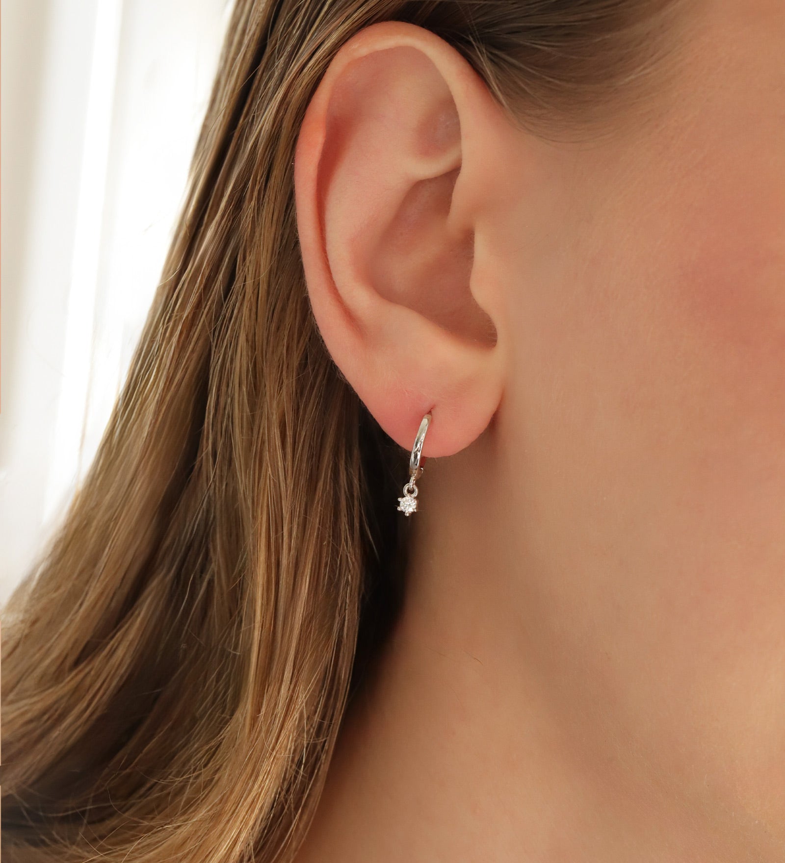 Quiet Icon-CZ Drop Huggies | 11mm-Earrings-Blue Ruby Jewellery-Vancouver Canada