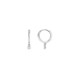 Quiet Icon-CZ Drop Huggies | 11mm-Earrings-Rhodium Plated Sterling Silver, Cubic Zirconia-Blue Ruby Jewellery-Vancouver Canada