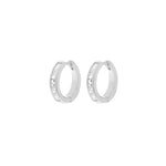 Quiet Icon-Channel CZ Huggies-Earrings-Rhodium Plated Sterling Silver, Cubic Zirconia-Blue Ruby Jewellery-Vancouver Canada