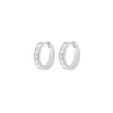 Quiet Icon-Channel CZ Huggies-Earrings-Rhodium Plated Sterling Silver, Cubic Zirconia-Blue Ruby Jewellery-Vancouver Canada