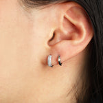 Quiet Icon-Solitaire Pearl Huggies | 11mm-Earrings-Blue Ruby Jewellery-Vancouver Canada