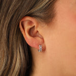 Quiet Icon-Leaf CZ Huggies-Earrings-Blue Ruby Jewellery-Vancouver Canada