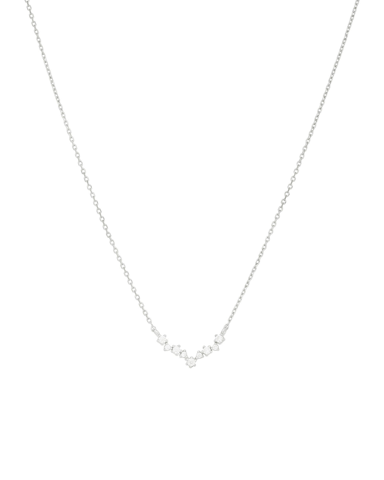 Quiet Icon-Curved CZ Stars Necklace-Necklaces-Rhodium Plated Sterling Silver, Cubic Zirconia-Blue Ruby Jewellery-Vancouver Canada