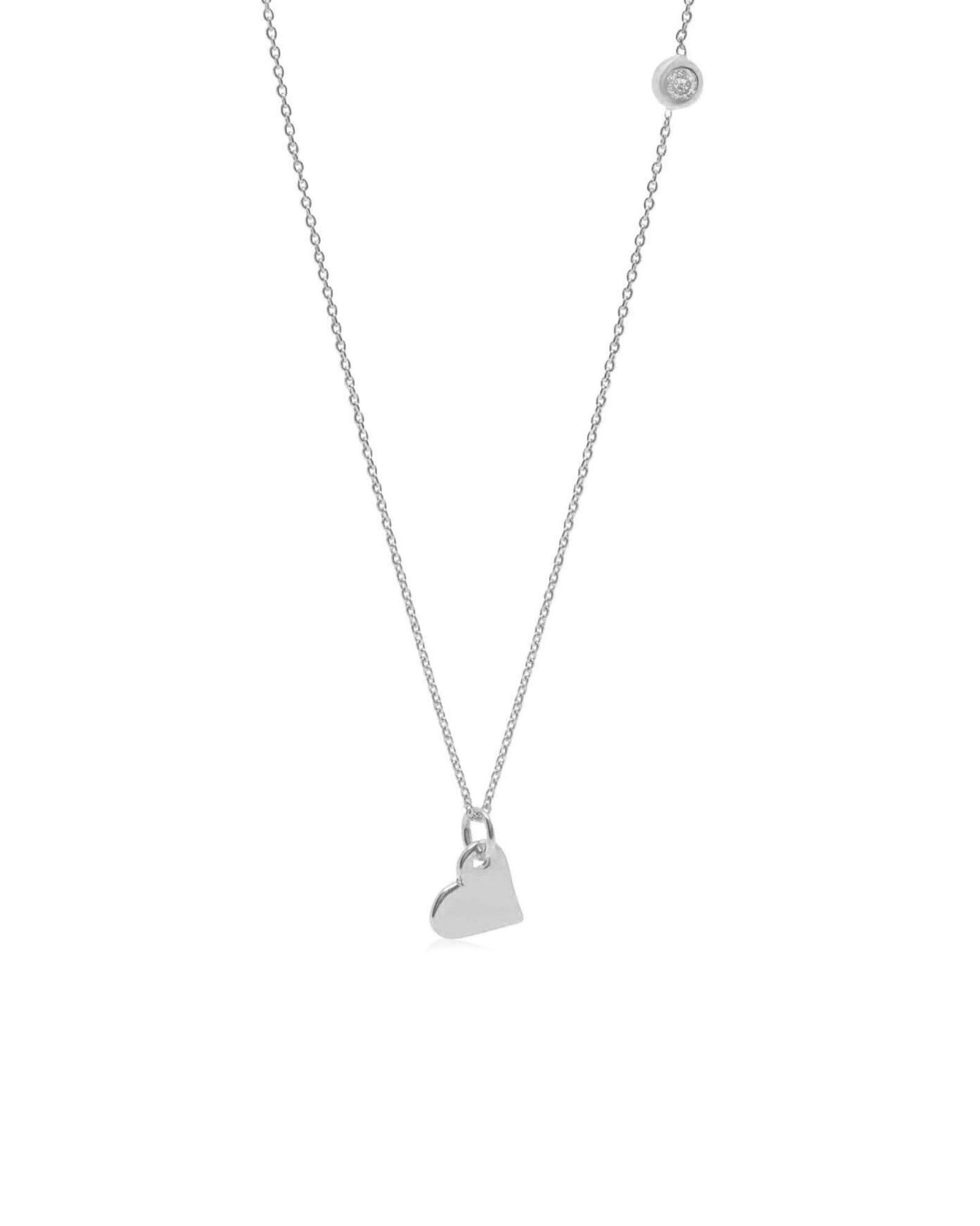 Drop Heart Necklace Sterling Silver, Cubic Zirconia