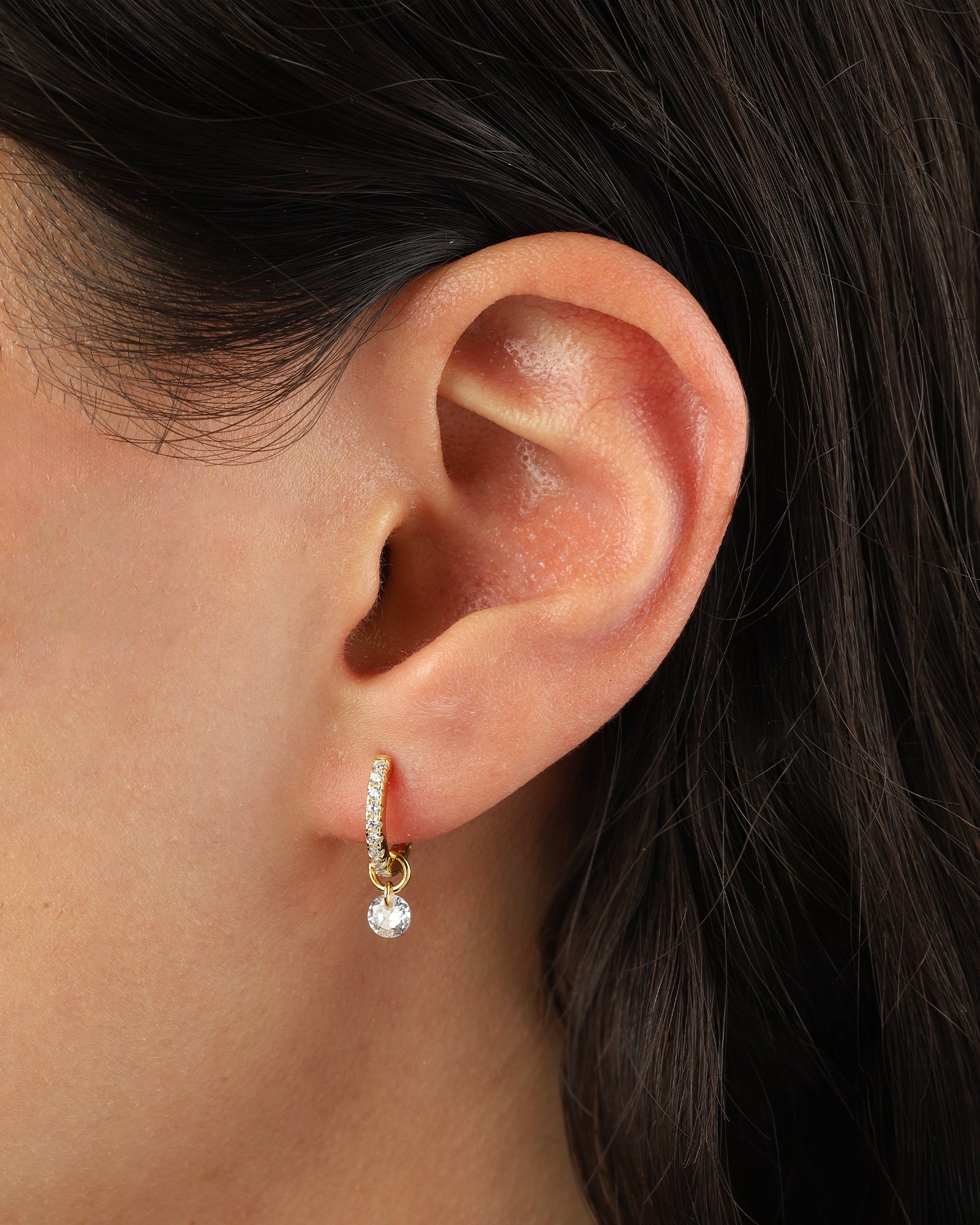 Quiet Icon-Pavé Float CZ Drop Huggies-Earrings-Blue Ruby Jewellery-Vancouver Canada