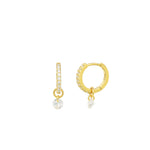 Quiet Icon-Pavé Float CZ Drop Huggies-Earrings-Blue Ruby Jewellery-Vancouver Canada