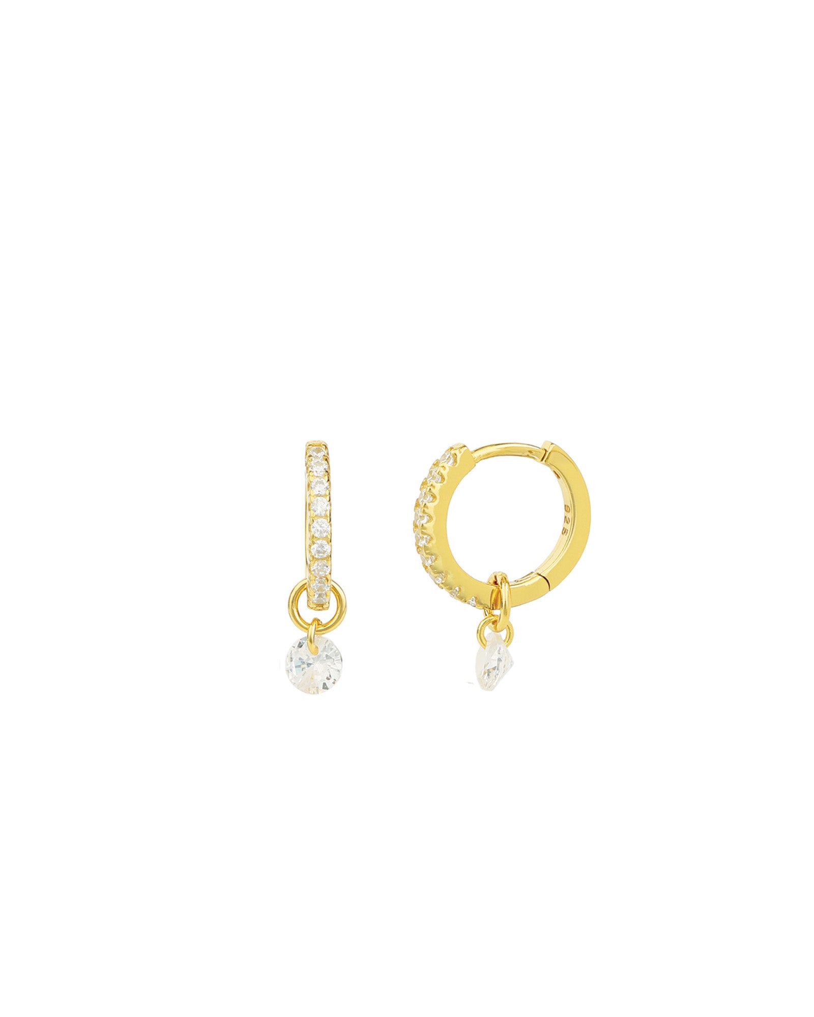 Quiet Icon-Pavé Float CZ Drop Huggies-Earrings-Blue Ruby Jewellery-Vancouver Canada