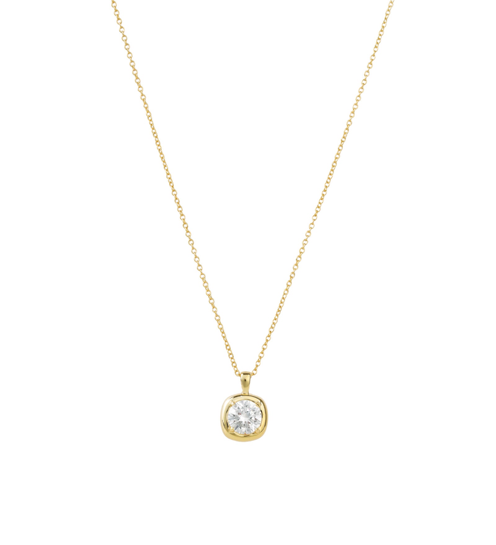 Quiet Icon-Round CZ Prong Bezel Necklace-Necklaces-14k Gold Vermeil, Cubic Zirconia-Blue Ruby Jewellery-Vancouver Canada