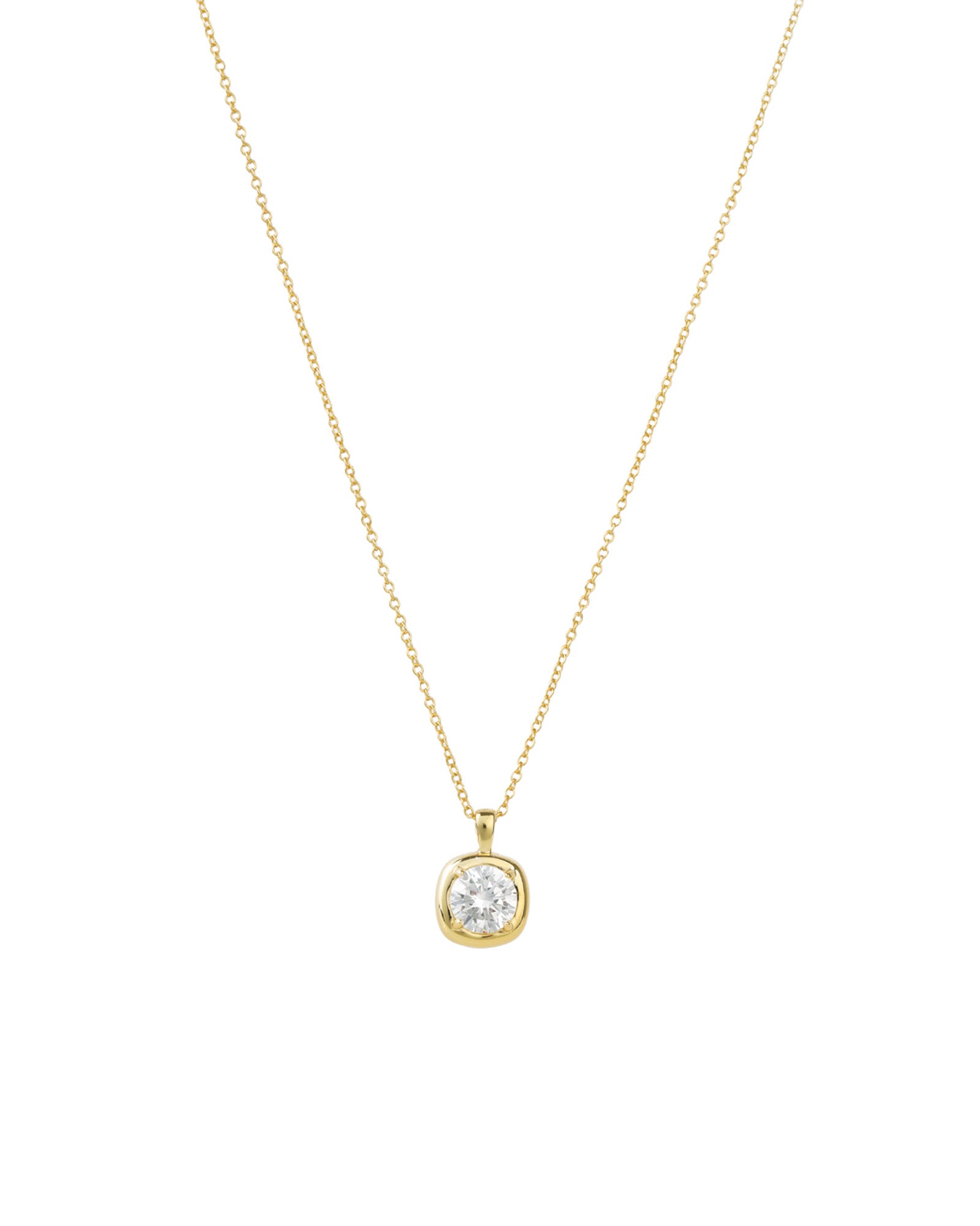 Quiet Icon-Round CZ Prong Bezel Necklace-Necklaces-14k Gold Vermeil, Cubic Zirconia-Blue Ruby Jewellery-Vancouver Canada