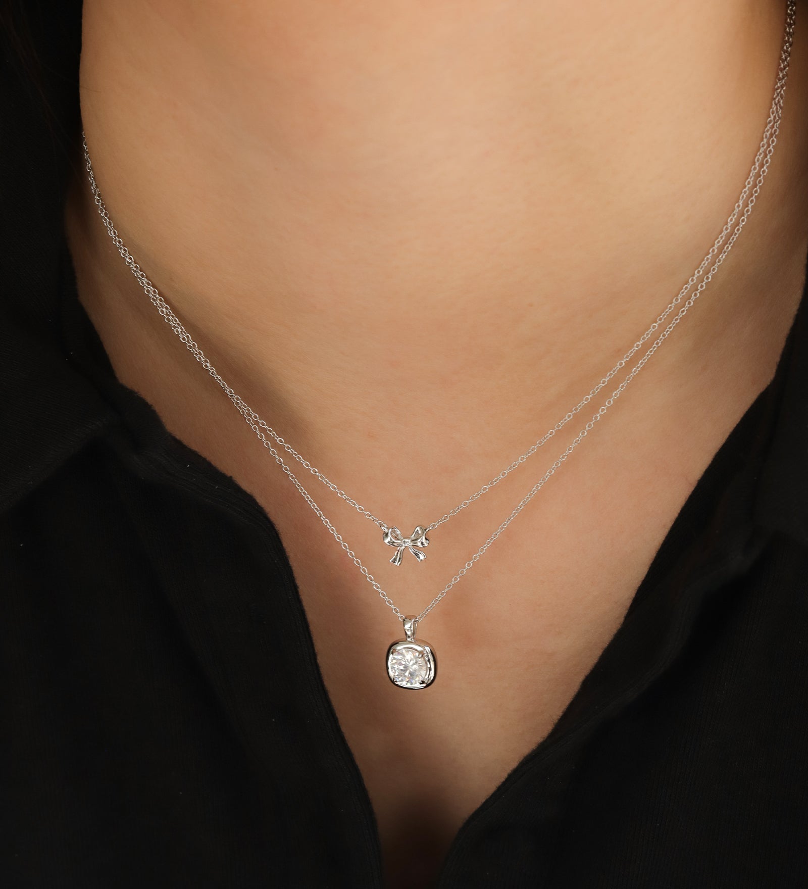 Quiet Icon-Round CZ Prong Bezel Necklace-Necklaces-Blue Ruby Jewellery-Vancouver Canada