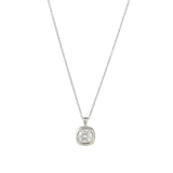 Quiet Icon-Round CZ Prong Bezel Necklace-Necklaces-Rhodium Plated Sterling Silver, Cubic Zirconia-Blue Ruby Jewellery-Vancouver Canada