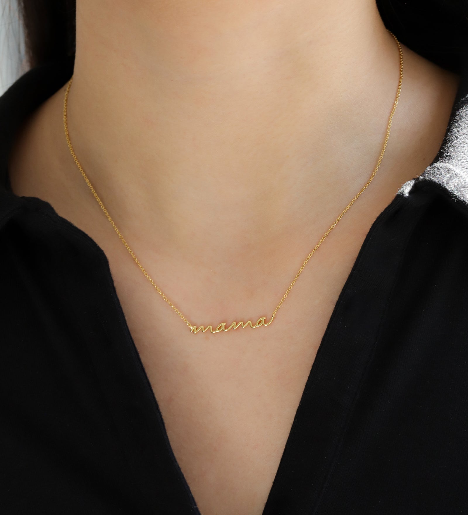 Quiet Icon-Mama Lowercase Script Necklace-Necklaces-Blue Ruby Jewellery-Vancouver Canada