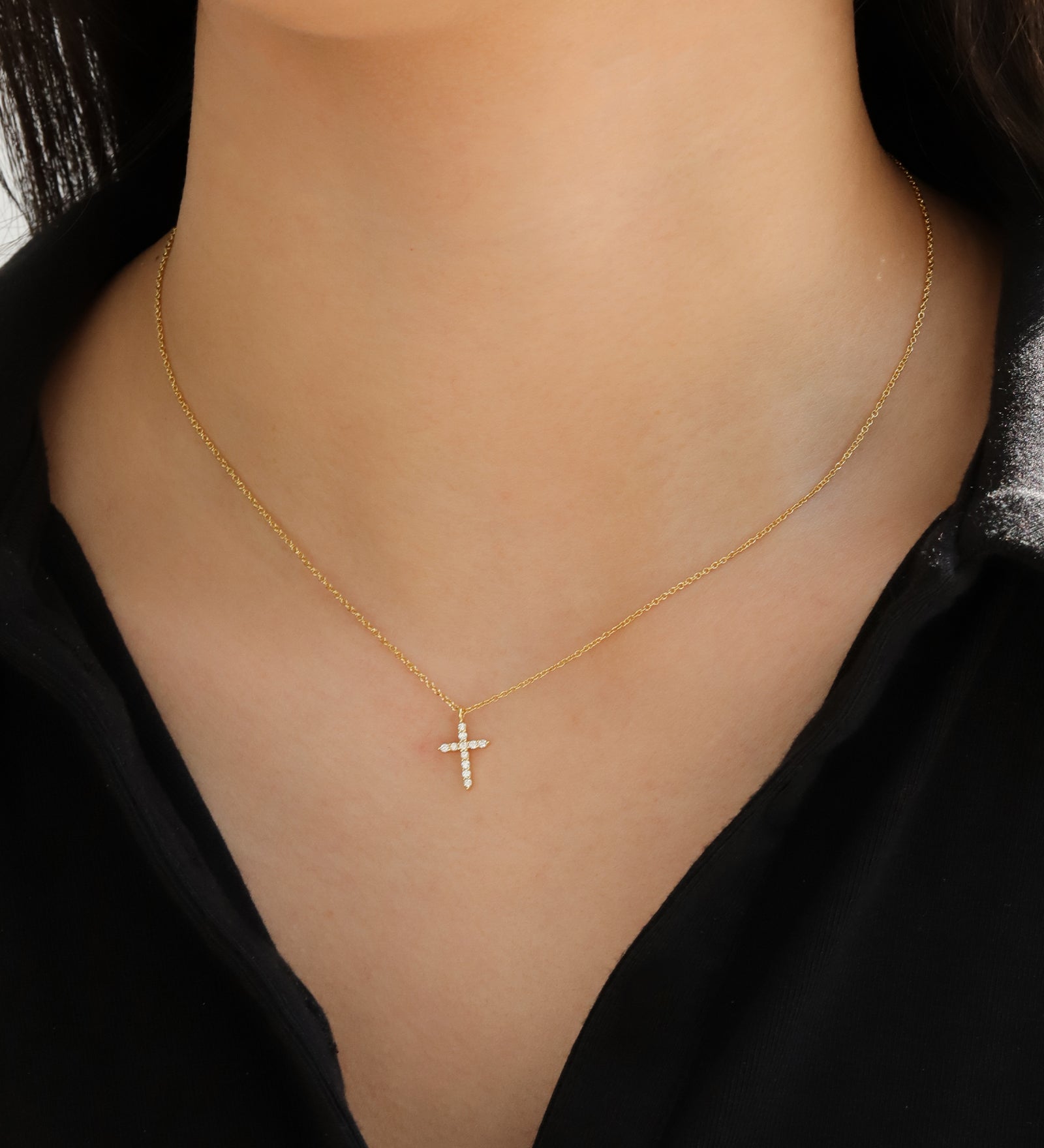 Quiet Icon-Cross CZ Necklace-Necklaces-Blue Ruby Jewellery-Vancouver Canada