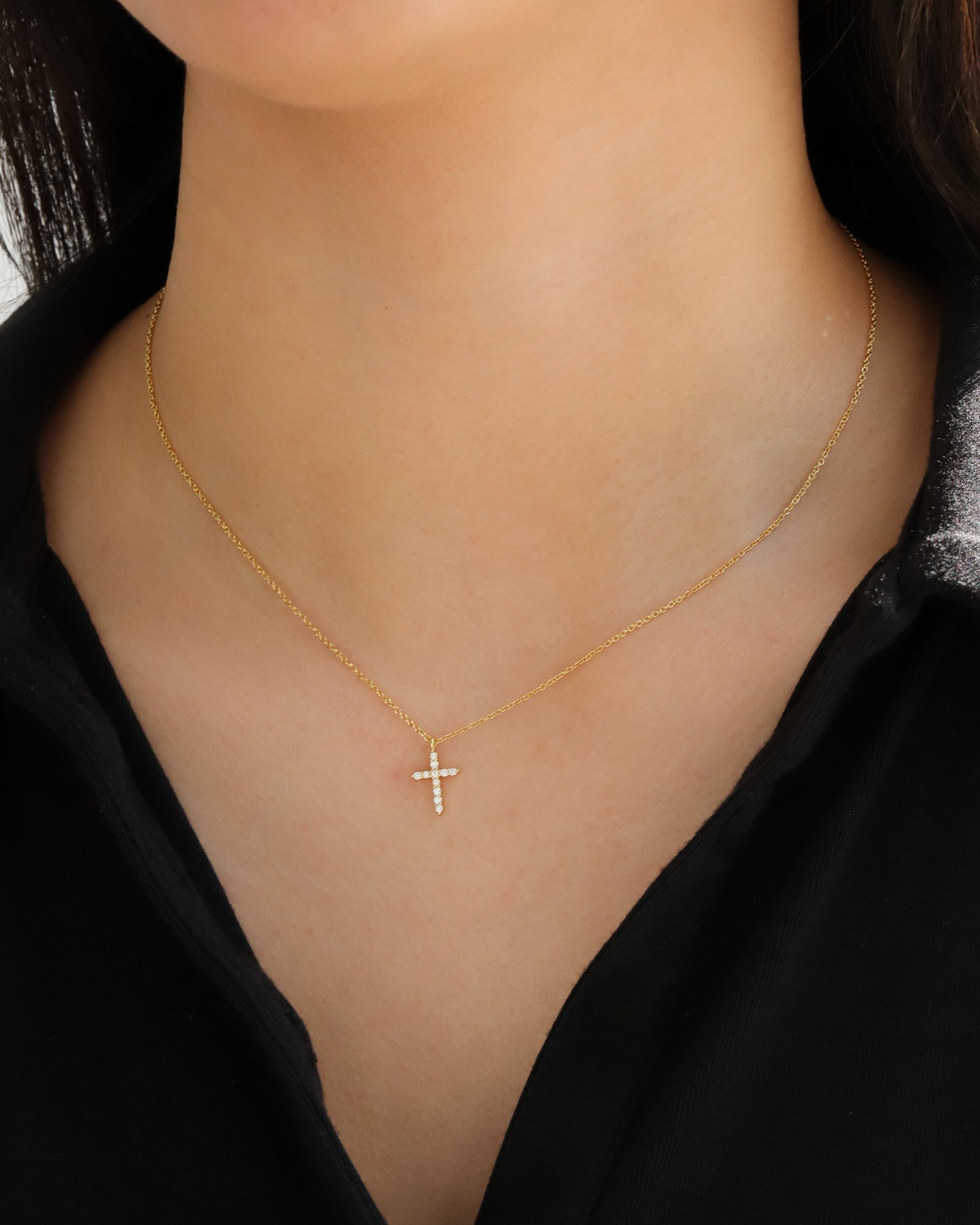 Quiet Icon-Cross CZ Necklace-Necklaces-Blue Ruby Jewellery-Vancouver Canada