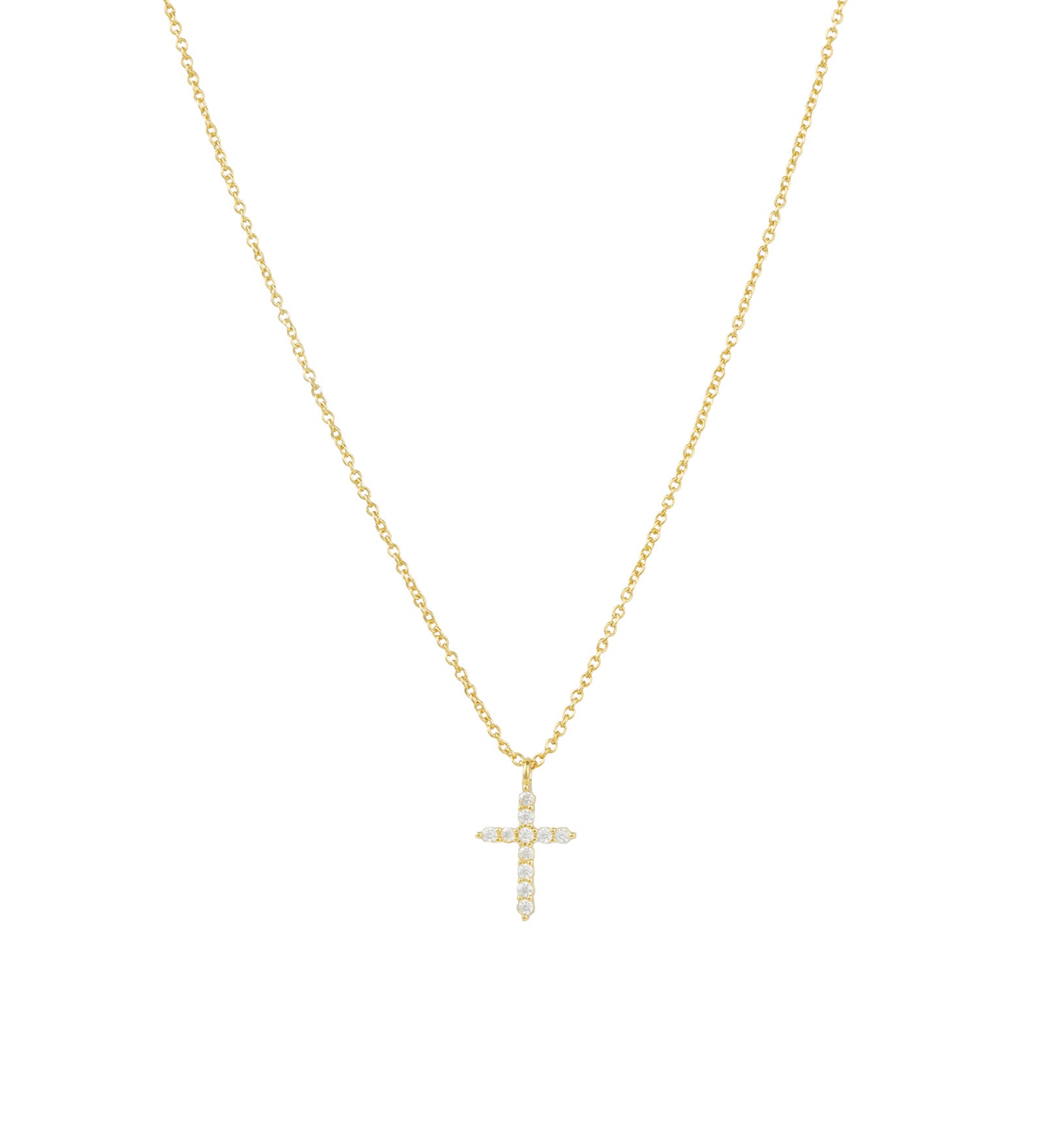 Quiet Icon-Cross CZ Necklace-Necklaces-14k Gold Vermeil, Cubic Zirconia-Blue Ruby Jewellery-Vancouver Canada