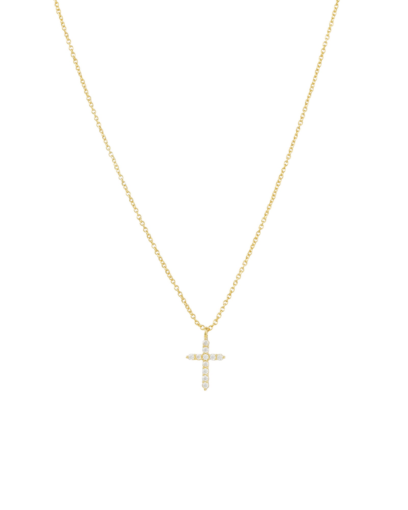 Quiet Icon-Cross CZ Necklace-Necklaces-14k Gold Vermeil, Cubic Zirconia-Blue Ruby Jewellery-Vancouver Canada