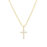 Quiet Icon-Cross CZ Necklace-Necklaces-14k Gold Vermeil, Cubic Zirconia-Blue Ruby Jewellery-Vancouver Canada