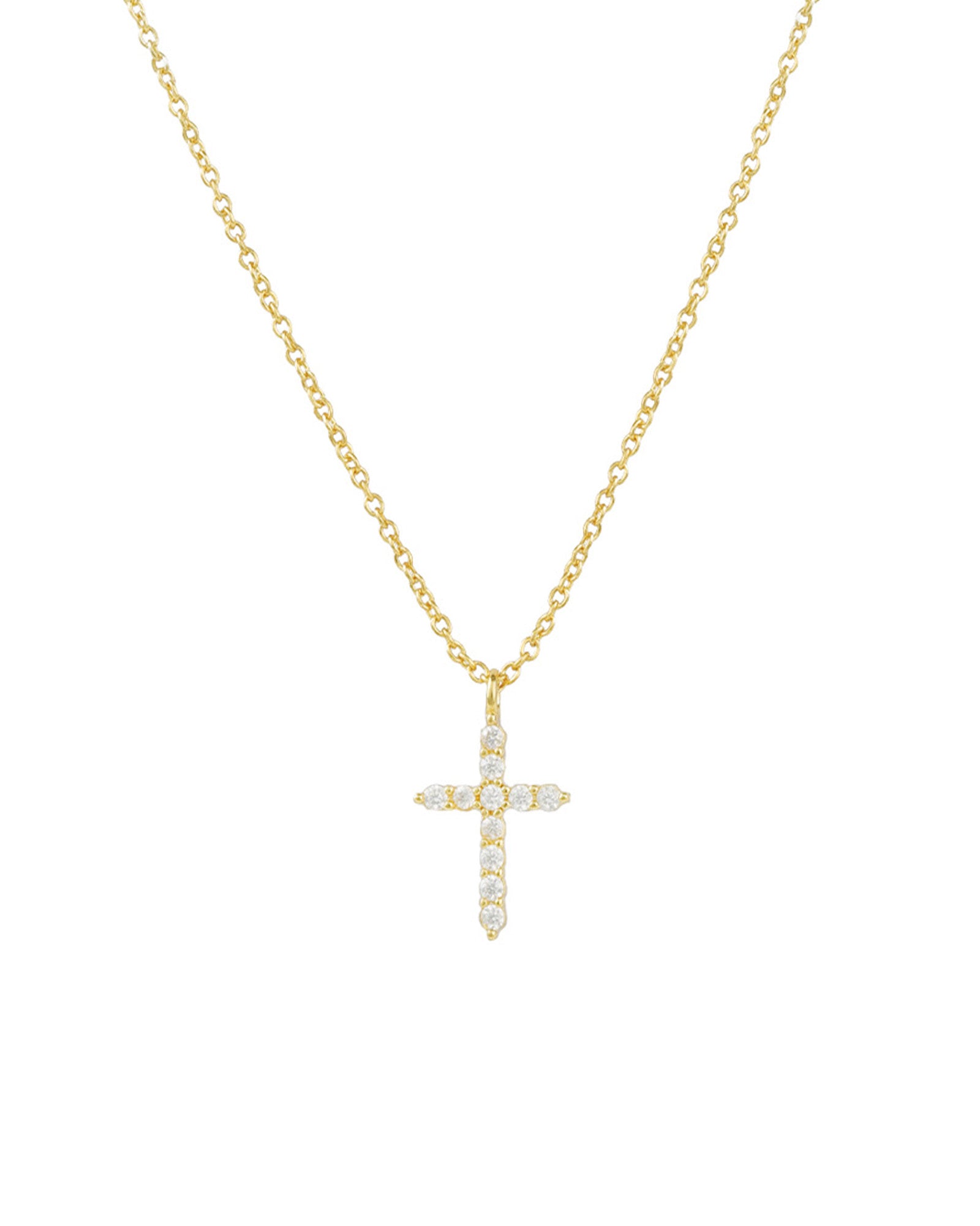 Quiet Icon-Cross CZ Necklace-Necklaces-14k Gold Vermeil, Cubic Zirconia-Blue Ruby Jewellery-Vancouver Canada
