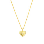 Quiet Icon-Heart Starburst Single CZ Locket-Necklaces-14k Gold Vermeil, Cubic Zirconia-Blue Ruby Jewellery-Vancouver Canada