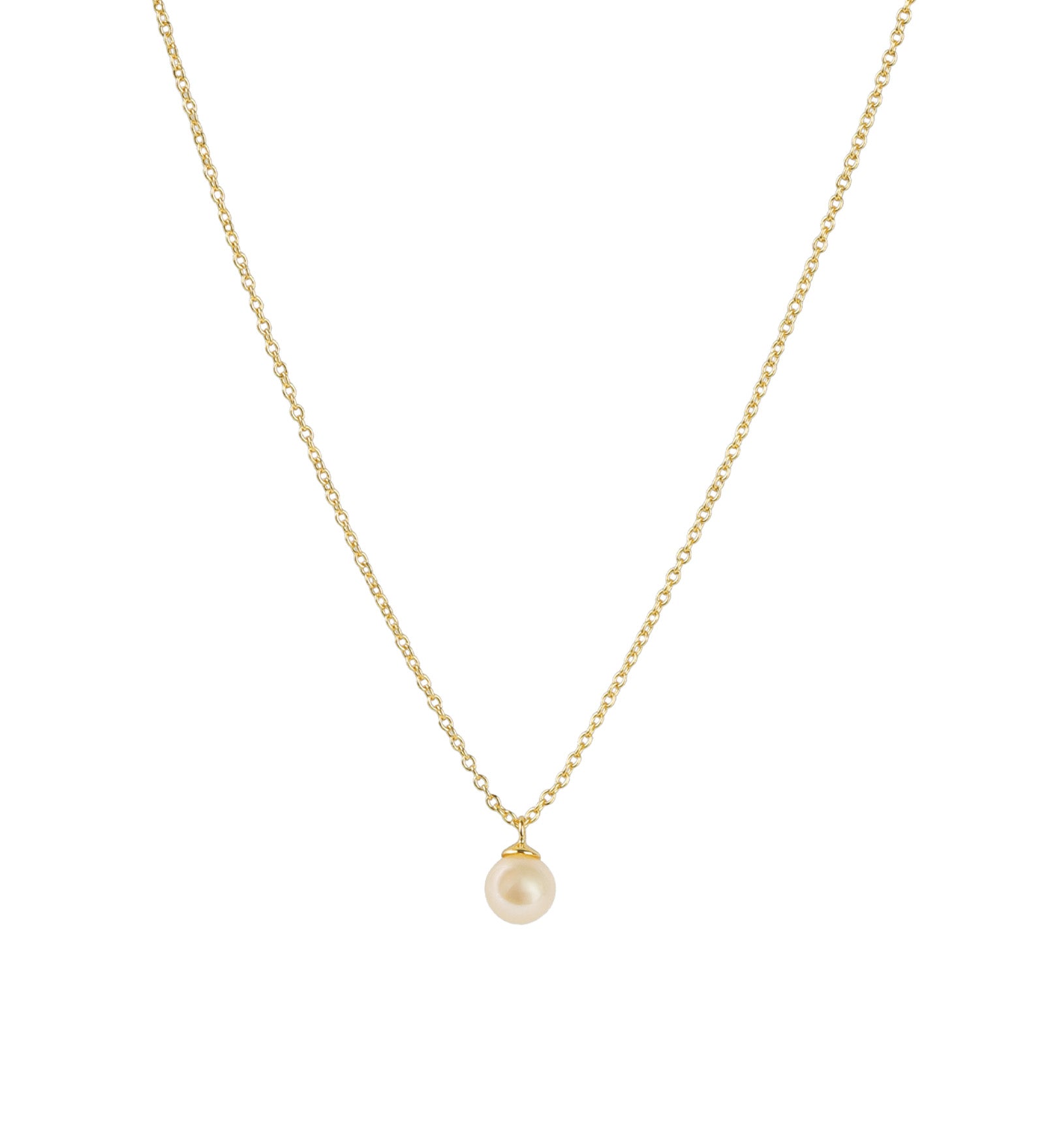 Quiet Icon-Single Pearl Drop Necklace-Necklaces-14k Gold Vermeil, White Pearl-Blue Ruby Jewellery-Vancouver Canada