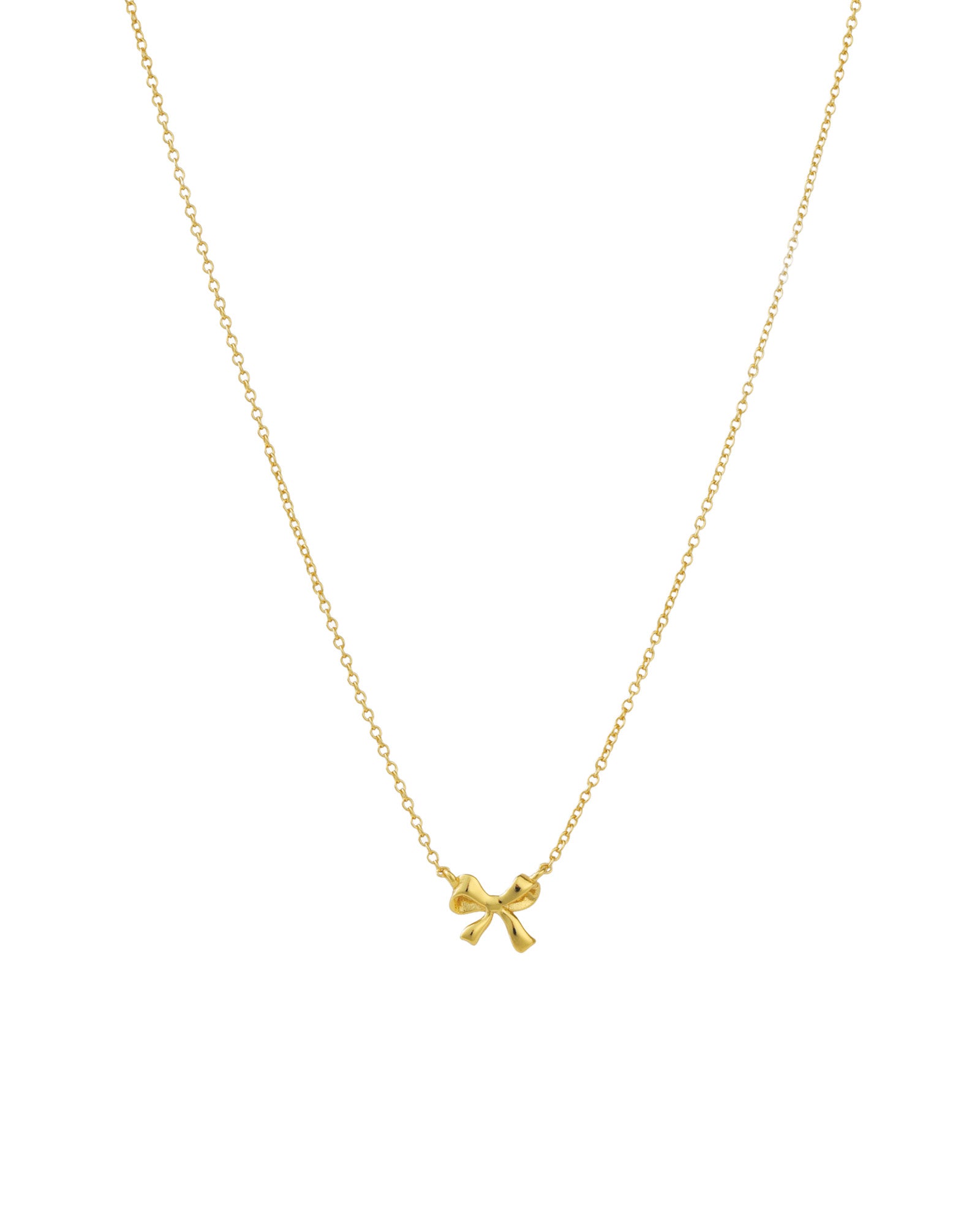 Quiet Icon-Bow Ribbon Necklace-Necklaces-14k Gold Vermeil-Blue Ruby Jewellery-Vancouver Canada