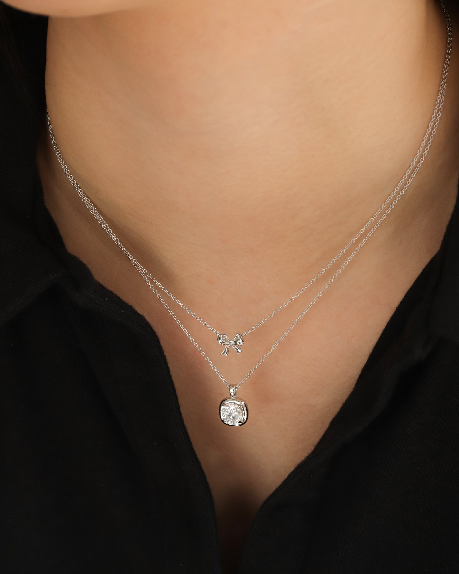 Quiet Icon-Bow Ribbon Necklace-Necklaces-Blue Ruby Jewellery-Vancouver Canada