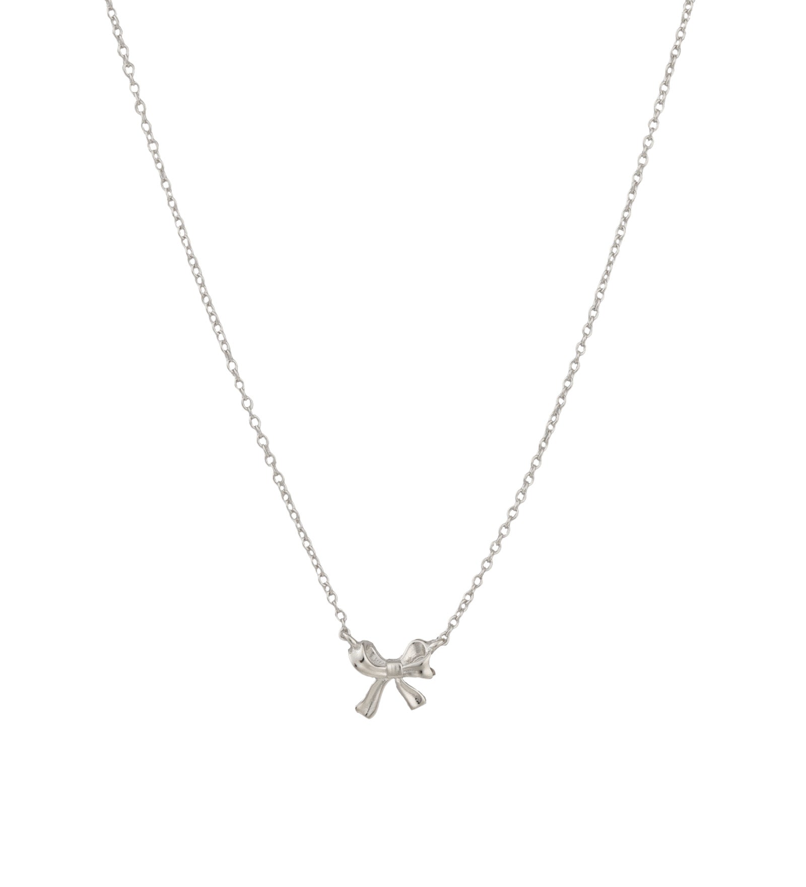 Quiet Icon-Bow Ribbon Necklace-Necklaces-Rhodium Plated Sterling Silver-Blue Ruby Jewellery-Vancouver Canada