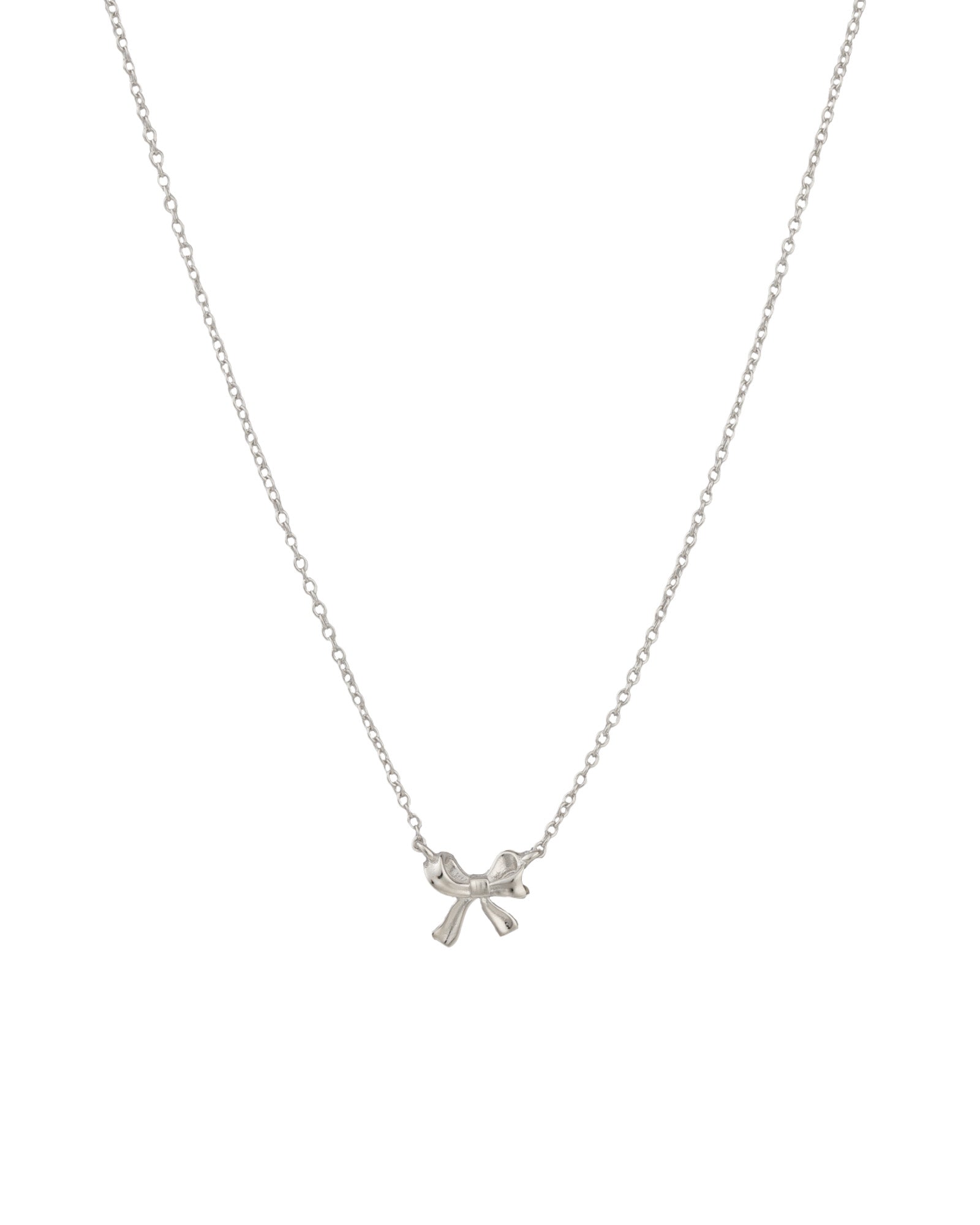 Quiet Icon-Bow Ribbon Necklace-Necklaces-Rhodium Plated Sterling Silver-Blue Ruby Jewellery-Vancouver Canada