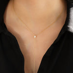 Quiet Icon-Teardrop Pavé Y Necklace-Necklaces-Blue Ruby Jewellery-Vancouver Canada